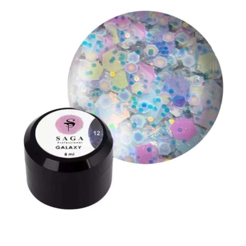 Гель глиттерный Saga Galaxy Glitter №12, 8мл