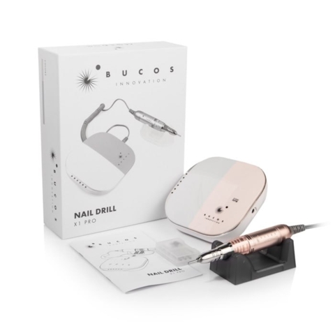 Фрезер для маникюра BUCOS Nail Drill X1 PRO 65W 40000 об. + 4 фрезы, розовый