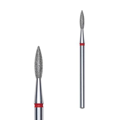 Фреза алмазная STALEKS Пламя острое 2.1*8мм, красная