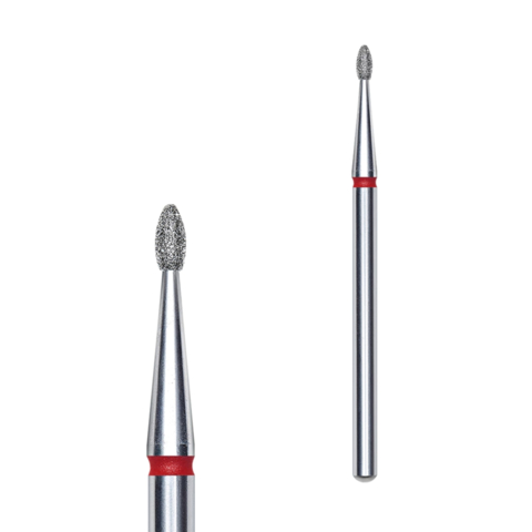 Фреза алмазная STALEKS Олива закругленная 1.6*3.4мм, красная