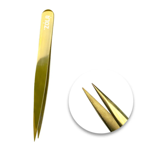 Пинцет профессиональный для бровей Zola Gold, точечный