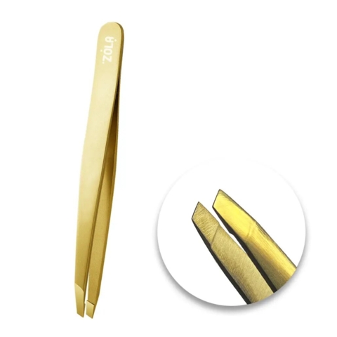 Пінцет професійний для брів Zola Gold, скошений