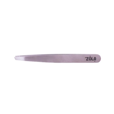 Пінцет професійний для брів Zola Silver, скошений