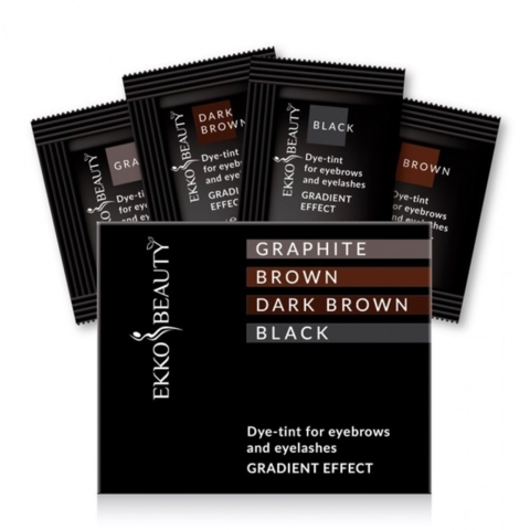 Набор краски-тинт для бровей и ресниц Ekko Beauty Gradient Effect,4*3 мл