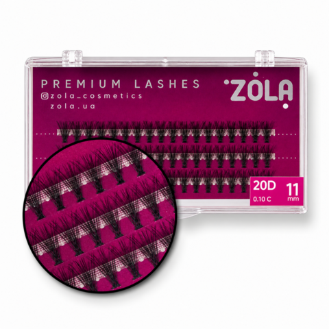 Ресницы-пучки Zola 20D, 11 мм