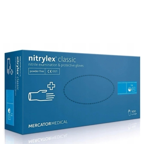 Рукавички нітрилові Mercator Nitrylex Classic неопудрені XS (100 шт/пач), блакитні