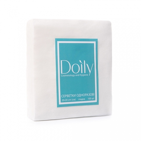 Серветки в пачці Doily® 20х20 см зі спанлейсу 40 г/м2 (100 шт/пач). Текстура: гладка