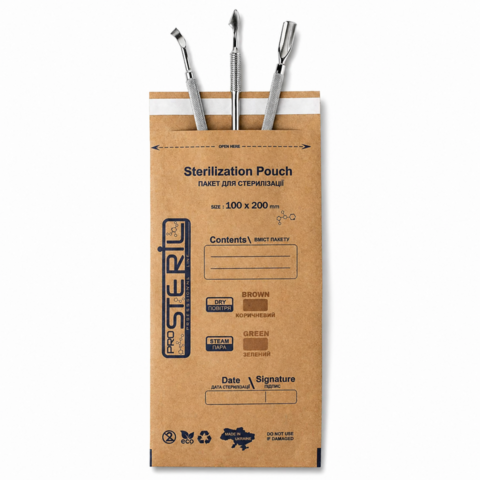 Пакети для стерилізації ProSteril, 100*200 SE, Бурий Крафт (100шт/уп)