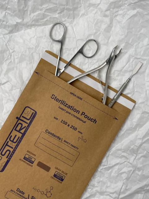 Пакети для стерилізації ProSteril, 150*250 PK B, Бурий Крафт (100шт/уп)