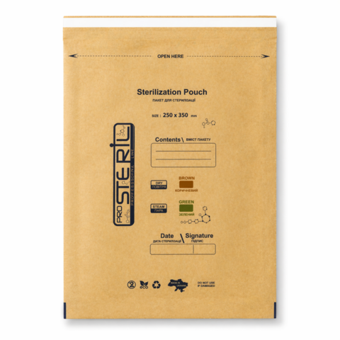 Пакеты для стерилизации ProSteril, 250*350 PK B, Бурый крафт (100шт/уп)