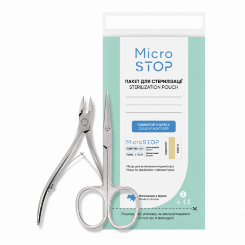 Пакети для стерилізації Microstop Pro зі стікером-індикатором 4 класу 100*200 (100шт/уп) салатові