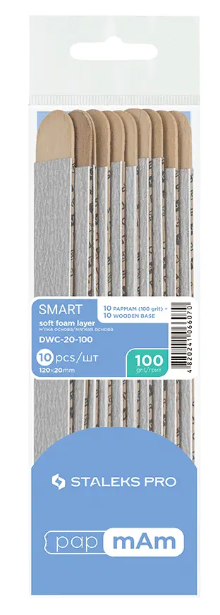 Файлы сменные papmAm Staleks SMART 20 100 грит, на деревянной основе (мягкое основание), 10шт/уп
