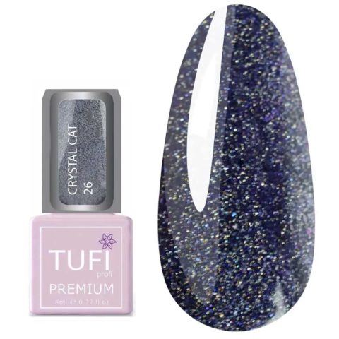 Гель-лак TUFI profi Premium Crystal Cat №26 Блакитний голографік, 8 мл