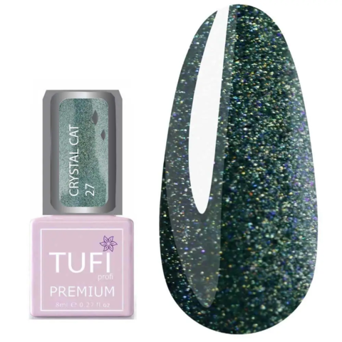 Гель-лак TUFI profi Premium Crystal Cat №27 Малахіт голографік, 8 мл