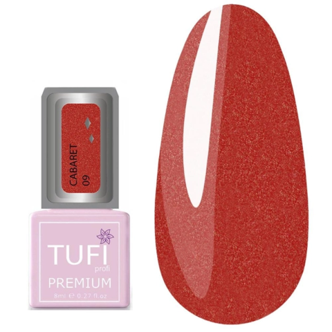 Гель-лак TUFI profi Premium Cabaret №09 Червоний з блискітками, 8 мл