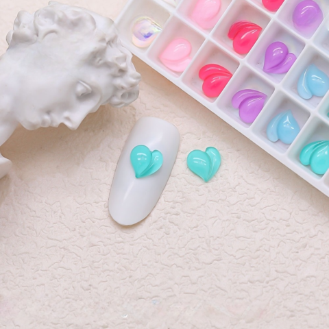 Шармы (фигурки) для ногтей Сердечко 7.5 мм (1 шт), бирюзовые