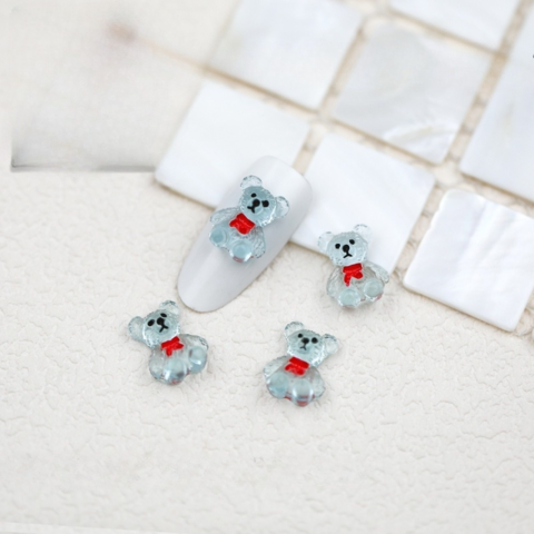 Шармы (фигурки) для ногтей К-221 Мишка 10х13 мм (1 шт), голубые