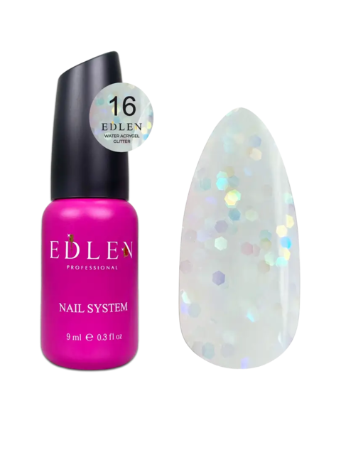 Акригель Edlen Water Glitter №16, 9  мл