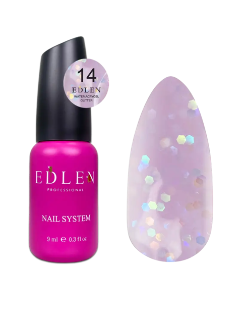 Акригель Edlen Water Glitter №14, 9  мл