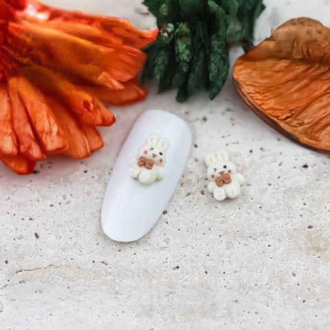 Шармы (фигурки) для ногтей К-633 Зайка 10х7 мм (1 шт), молочно-коричневые