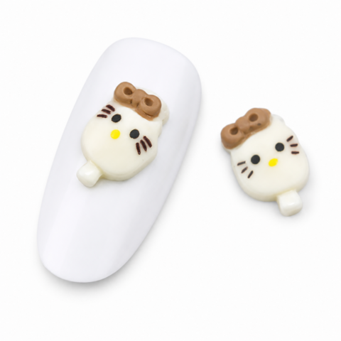 Шармы (фигурки) для ногтей К-628 Hello Kitty 9х11 мм (1 шт), молочно-коричневые
