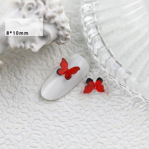 Шармы (фигурки) для ногтей HD-B12 Бабочка 8х10 мм (1 шт), красно-черные