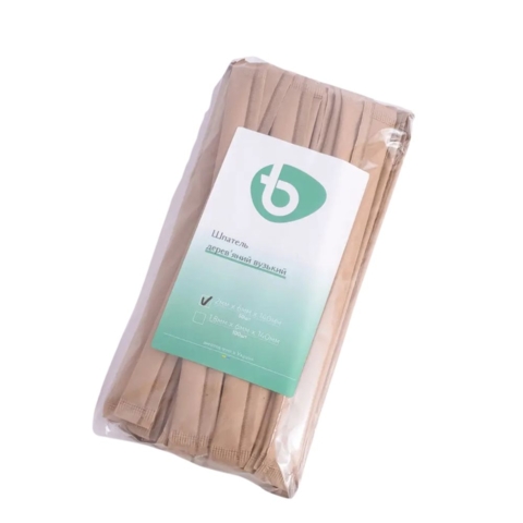 Шпатель деревянный узкий в индивидуальной упаковке Total Beauty 2*6*140 (50 шт/уп)