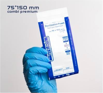 Пакеты для стерилизации ProSteril Premium, 75*150 СP W, комбинированные прозрачные универсальные (100шт/уп)