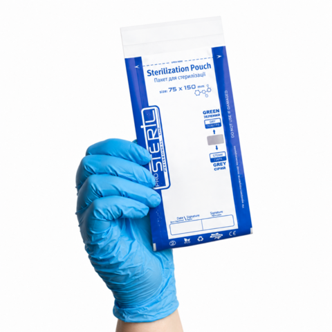 Пакеты для стерилизации ProSteril Premium, 75*150 СP W, комбинированные прозрачные универсальные (100шт/уп)