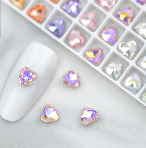 Шарми (фігурки) для нігтів C-405 Кришталеве серце 6х6 мм (1 шт), пудрово-сині