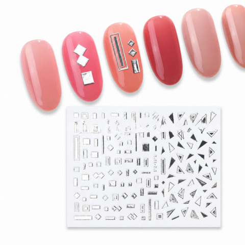 Наклейки на нігті Full Beauty 3D STZ-G012, срібляста