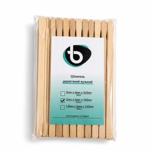 Шпатель дерев’яний вузький Premium 2*6*140 (100 шт/уп)