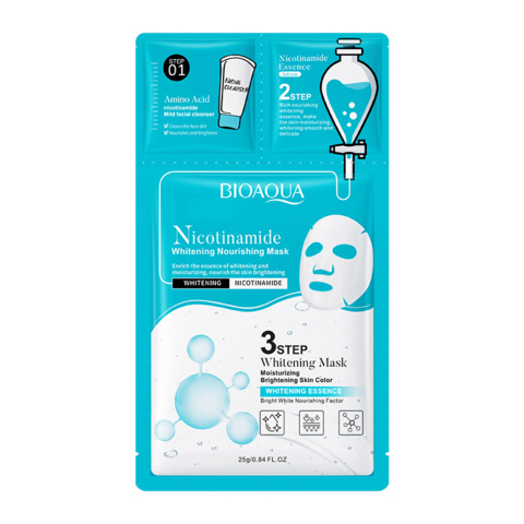 Уход трехэтапный за кожей лица с ниацинамидами Bioaqua Nicotanamid, 0.8 мл+0.8 г+25 г
