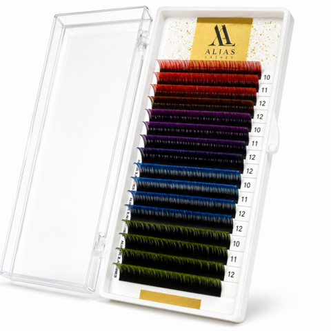 Ресницы Alias ombre микс 4 цветов 16 линий Mix C 0.07, 10-12 мм