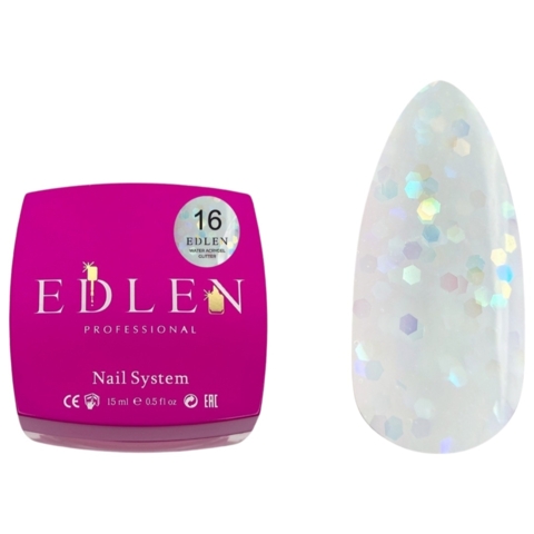 Акригель Edlen Water Glitter №16, 15  мл