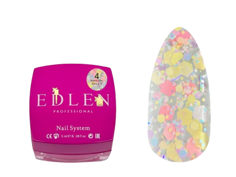 Гель-лак Edlen Confetti Glitter №04, 5мл