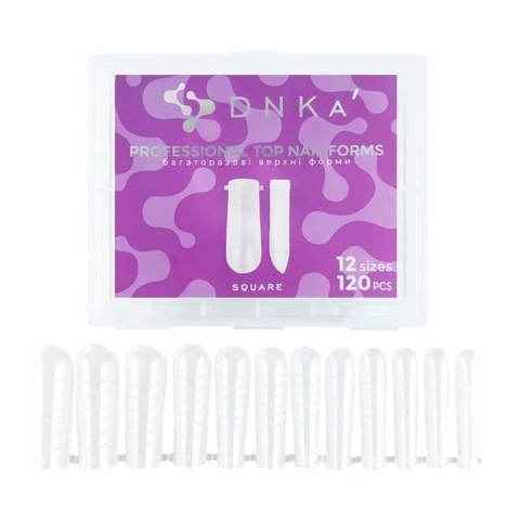 Форми для нарощування нігтів DNKa Reusable Upper Nail Forms Square (120 шт/уп)