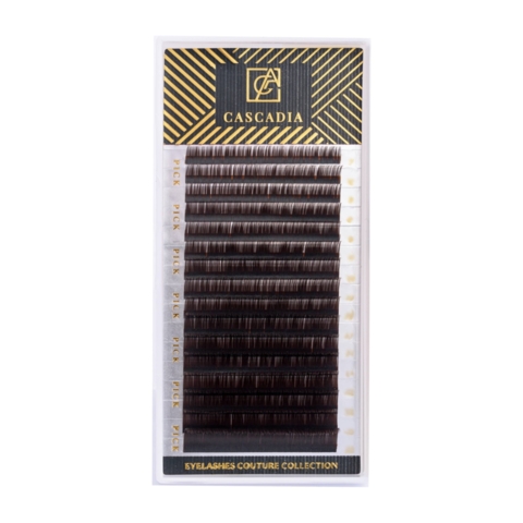 Вії Cascadia темний шоколад 16 ліній CC 0.10, 14 мм