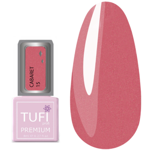 Гель-лак TUFI profi Premium Cabaret №15 Клубничный с блестками, 8 мл