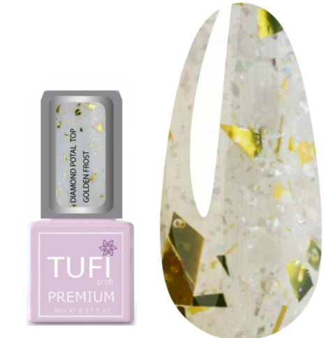 Топ TUFI profi Premium Diamond Potal с талией и шимером золотой иней 8 мл