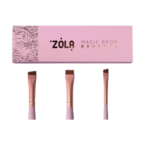 Набор кистей для бровей и ресниц профессиональный Zola Magic Brow Brushes светло-розовый