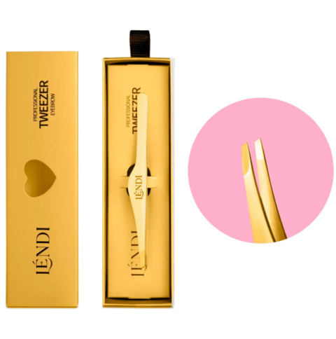 Пинцет для бровей Lendi Golden Spark скошенный