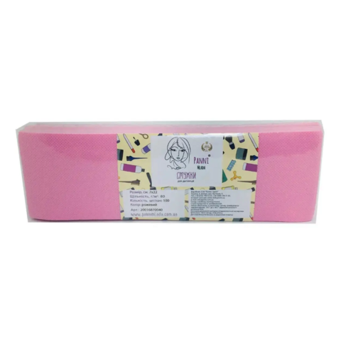 Смужки для депіляції Panni Mlada™ 7х22 см (100 шт/пач) зі спанбонду 80 г/м2, рожеві