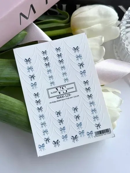 Слайдер для ногтей VS Nails Maxi №129 Френч Бантики