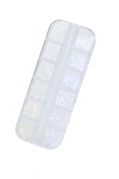 Камінці для дизайну нігтів різних розмірів Перлина 1.5 мм білі