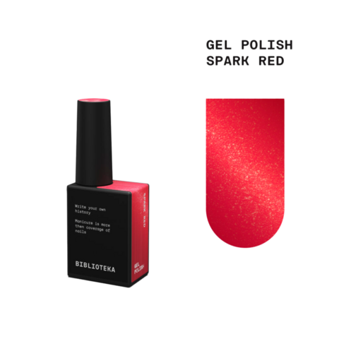 Гель-лак Biblioteka Spark Red Красный с мелким шимером 10 мл