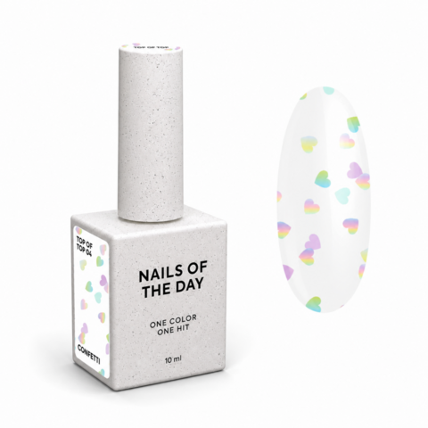 Top Nails Of The Day Kupidon top №04 голографічні серця 10 мл