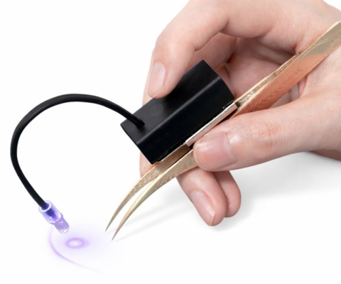 Лампа UV ручна для нарощування вій 0.5 W з пінцетом чорна