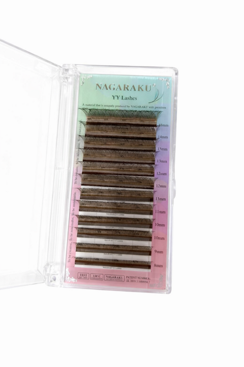 Вії Nagaraku 2D YY-форма темно-коричневі Mix C 0.07 8-15 мм