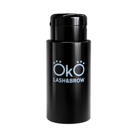 Баночка для жидкости с насосом OKO Lash&Brow 200 мл черная